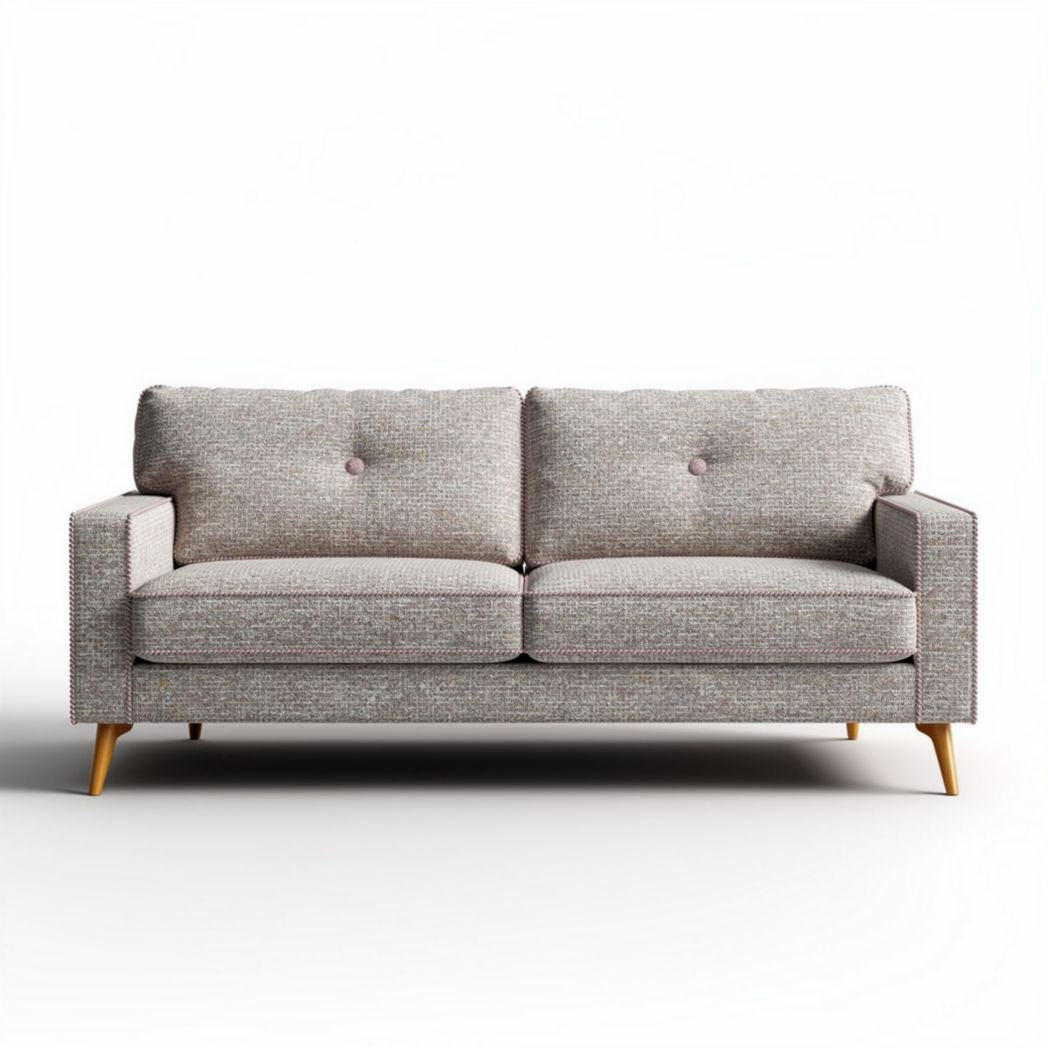 Canapé contemporain en tissu gris clair avec pieds en bois 180 x 90 x 75cm
