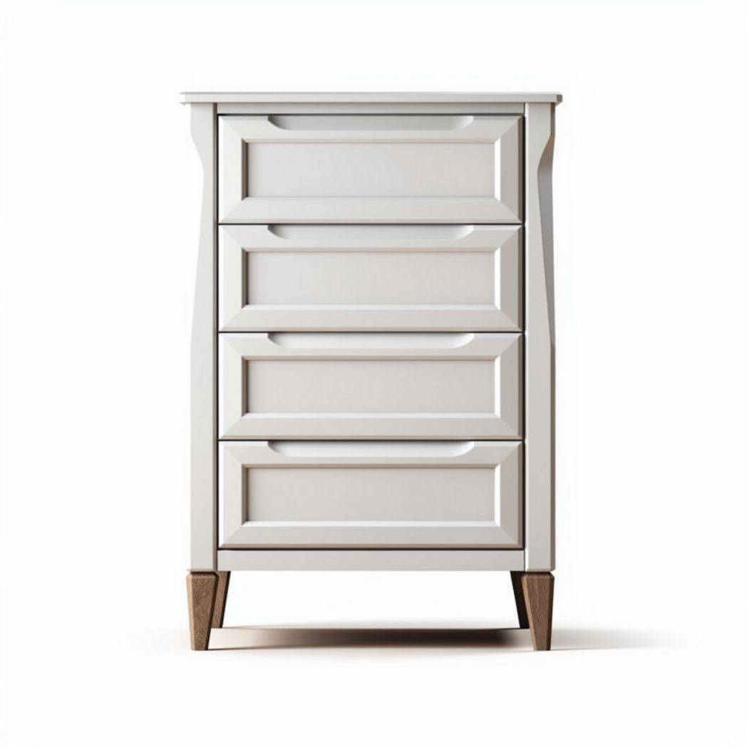 Commode blanche en bois avec quatre tiroirs dimensions 60 x 40 x 90cm