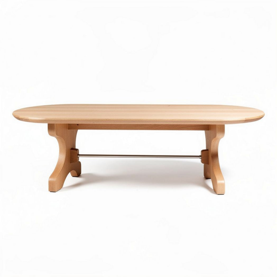 Table basse en bois massif de hêtre 120 x 70 x 45 cm pour salon