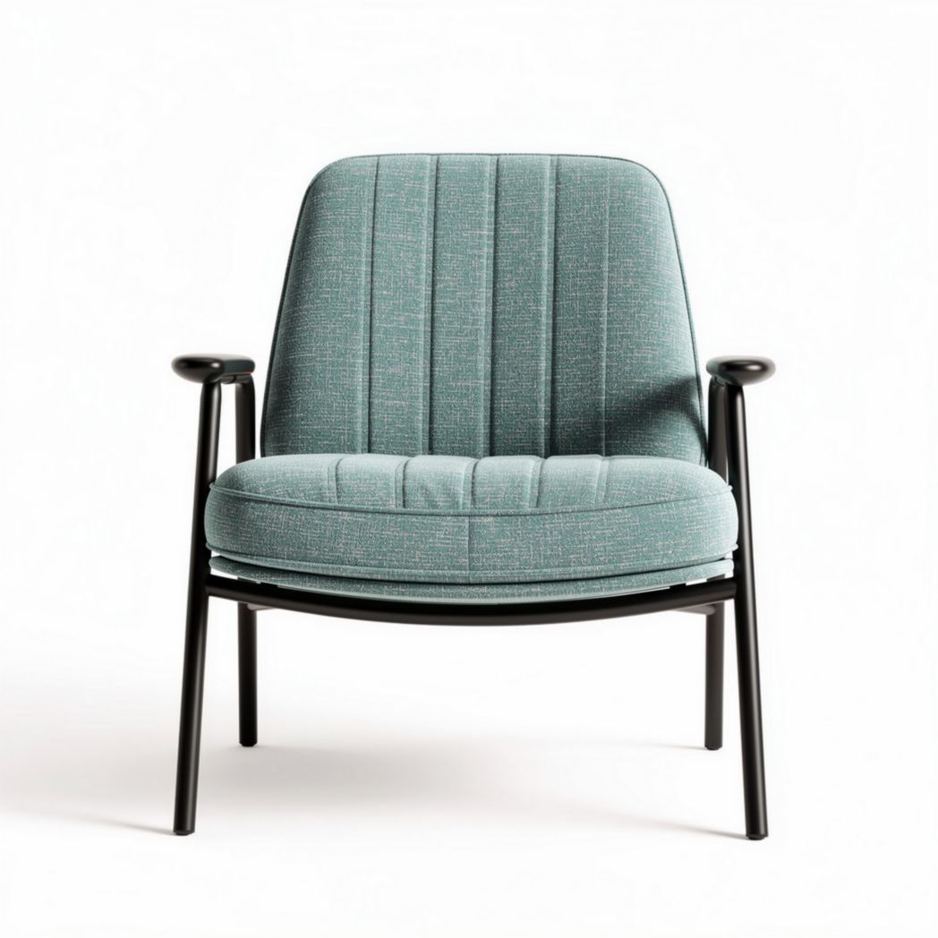 Chaise en tissu vert avec structure en métal noir 70 x 70 x 80cm