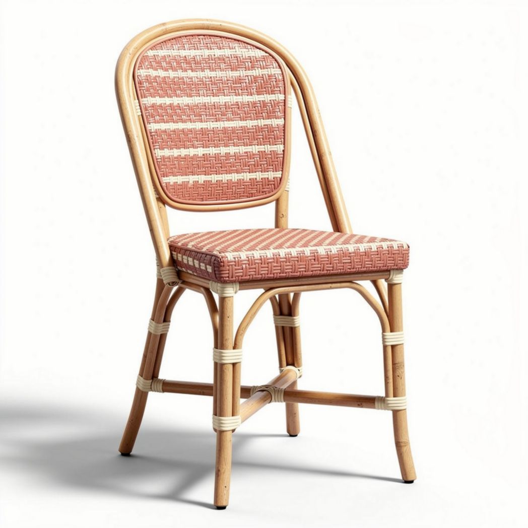 Chaise en rotin tressé rouge 45 x 45 x 90 cm pour intérieur et extérieur