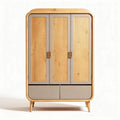Armoire en bois de bambou avec portes grises et dimensions 150 x 80 x 200cm