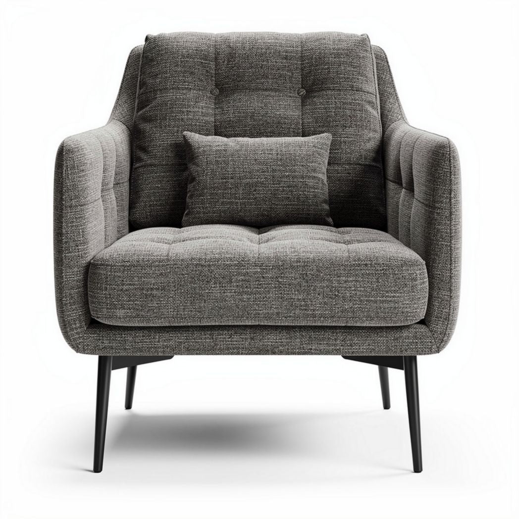 Fauteuil en tissu gris avec coussin décoratif dimensions 80 x 80 x 85cm