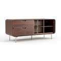 Meuble TV en bois de noyer avec rangement ouvert et tiroirs 150 x 45 x 60cm