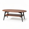 Table basse en bois couleur noyer avec étagère dessous 120 x 60 x 40cm